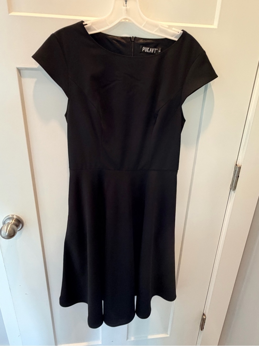 PUKAVT Black Fit & Flare Skater Dress Small Cap Sleeve